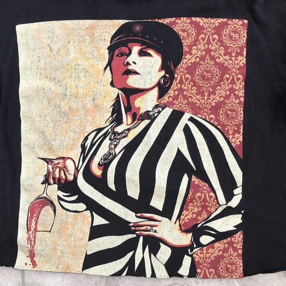 Obey Propaganda T-Shirt Shepard Fairey Art sz L rare Crop Y2K Vintage - Picture 3 of 3